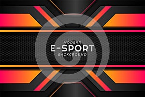 Modern E-Sport Gaming Metallic Orange with Dark Grey Background and Hexagonal Pattern