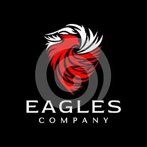 Modern eagle shield logo design template. Hawk security mascot logo branding.