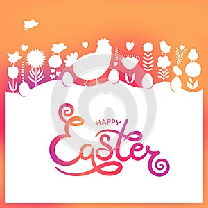 Modern Easter. Hand drawn Happy Easter lettering with Easter design elements.