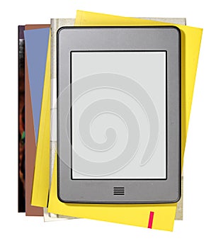 Modern ebook reader with books