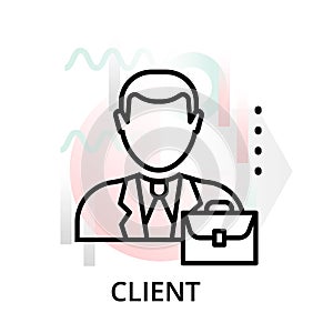 Client icon on abstract background