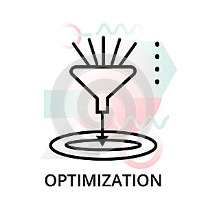 Optimization icon on abstract background