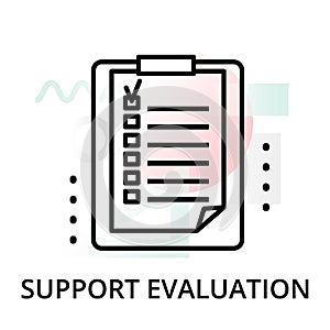 Support evaluation icon on abstract background