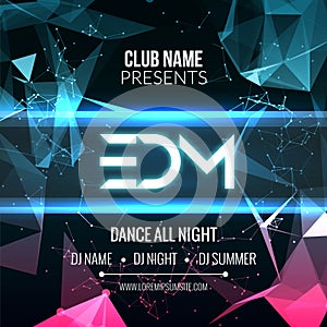 Modern EDM Music Party Template, Dance Party Flyer, brochure. Night Party Club Banner Poster.