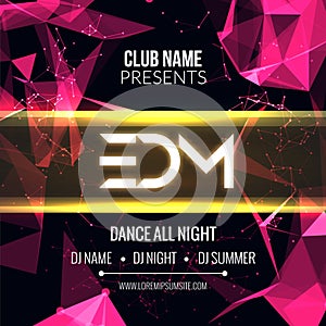 Modern EDM Music Party Template, Dance Party Flyer, brochure. Night Party Club Banner Poster.