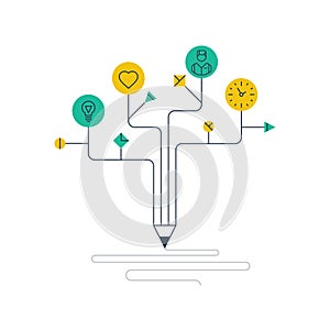 Modern education concept, writing school classes, knowledge learning