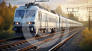 Modern electric-powered high-speed passenger trains travel along rails.,AI, Generated, Generative