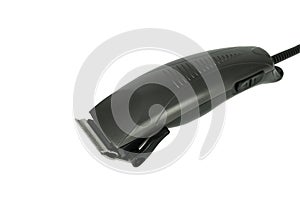 Modern electric silver and black color hair clipper isolated on white with clipping path