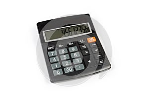 Modern electronic desk calculator on a white background