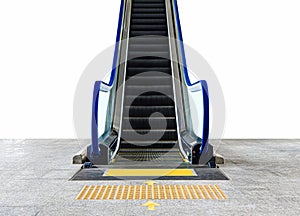 The modern electronic escalator scrolls up or down the escalator at the office Building or department store