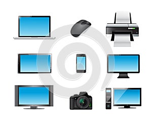 modern electronics icon set illustration