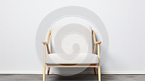 Modern Elegance: Cozy Armchair And Wood Frame Table Mockup
