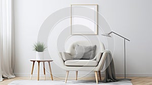 Modern Elegance: Cozy Fabric Armchair With Natural Wood Frame