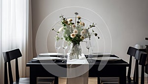 Modern elegance in a luxurious home interior with floral decor generated by AI