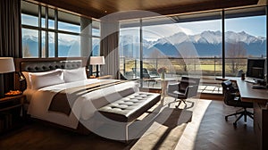 Modern Elegance Meets Mountain Majesty: Hotel Room Oasis