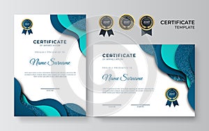 Modern elegant blue and gold diploma certificate template