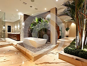 Modern Elegant Hotel Lobby Interior Design with Reception Desk, Ambient Lighting and Luxurious Decor