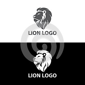 Modern Elegant Lion Head Logo Black and WHite Version Vector Design Concept