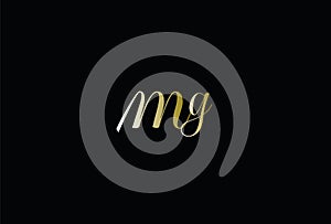 Modern elegant MG black and gold color initial letter logo