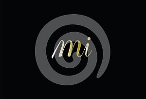 Modern elegant MI black and gold color initial letter logo