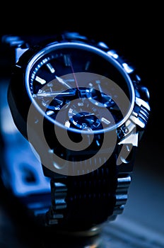 Modern elegant watch in blue tone