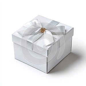 Modern elegant white gift box isolated on white