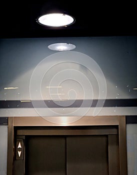 This is a modern elevator hall or elevator car interior, modern