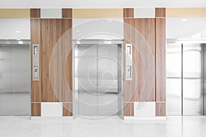 Modern elevator in hospital hallway