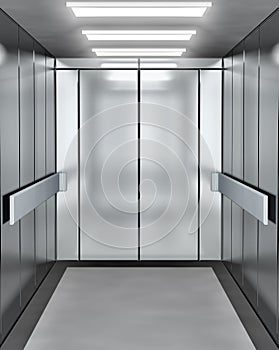 Modern elevator with opened door