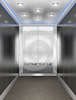 Modern elevator with opened door
