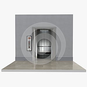 Modern elevator with opened doors, 3D illustration
