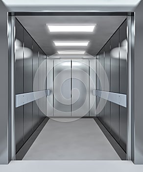 Modern elevator with opened doors