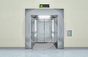 Modern elevator with opened doors