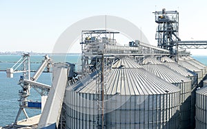 Modern elevator for storing grain against the sky