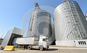 Modern elevator for storing grain against the sky