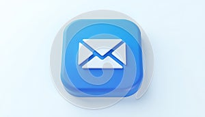 Modern Email Icon Blue Square Rounded Corners White Envelope Symbol Communication Message Digital Technology Web Icon