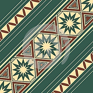 Modern Emerald Thai Ethnic Fabric Pattern