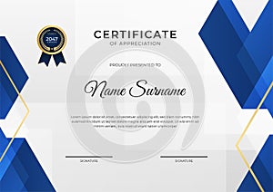 Modern employee golden blue certificate design template