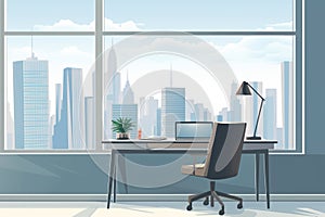 Modern empty business office interior cartoon style illustration