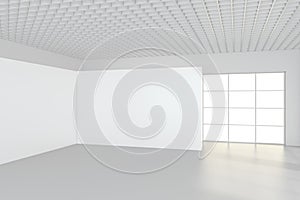 Modern empty room with white billboard. 3D Render