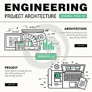 Modern engineering construction big pack. Thin line icons architecture.