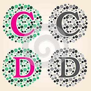 The modern English alphabet of Bubble Style Alphabet C & D