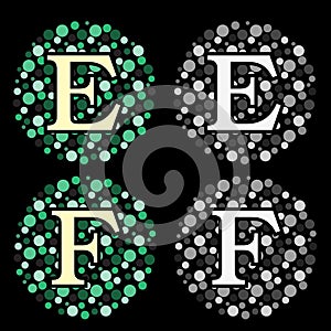 The modern English alphabet of Bubble Style Alphabet E & F