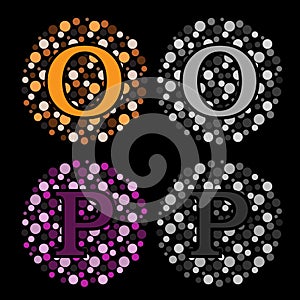 The modern English alphabet of Bubble Style Alphabet O & P