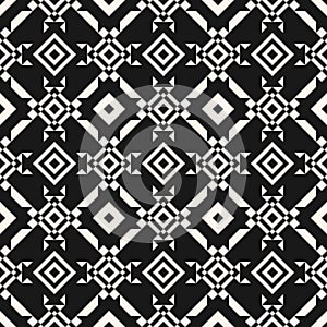 Modern ethnic ornament. Black and white vector geometric seamless pattern