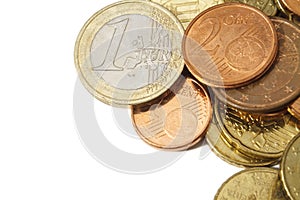 Modern Euro Coins With White Copy Space