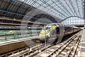 Modern The Eurostar high speed bullet train in London, UK