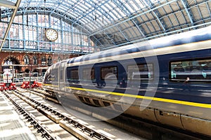 Modern The Eurostar high speed bullet train in London, UK