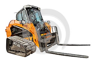 Modern excavator bulldozer with clipping path isolated