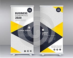 Modern Exhibition Advertising Trend Business Roll Up Banner Stand Poster Brochure flat design template creative concept. Presentat